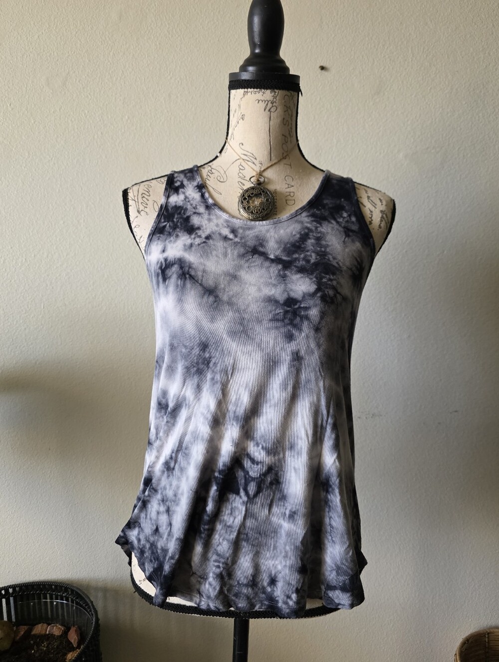 American Eagle Tie-Dye Tank Top - Black & White